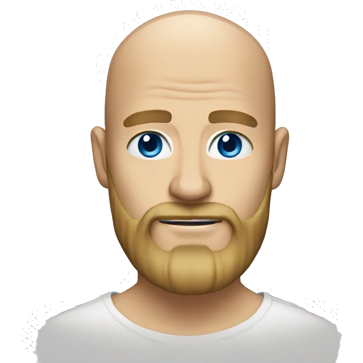 man without hair, long blonde full beard, blue eye emoji