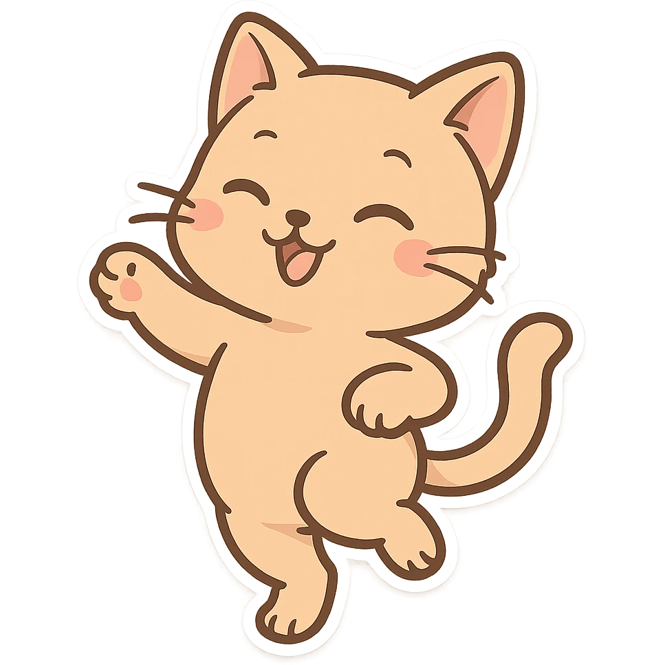 dancing cat, playful style emoji