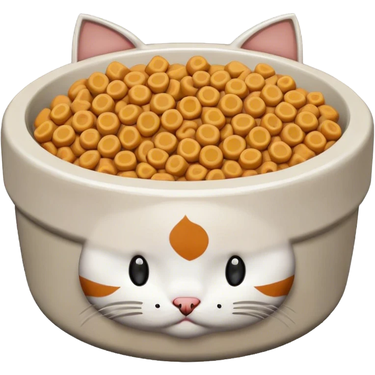 Cute pixel art cat food bowl with white kibble piled on top of it emoji