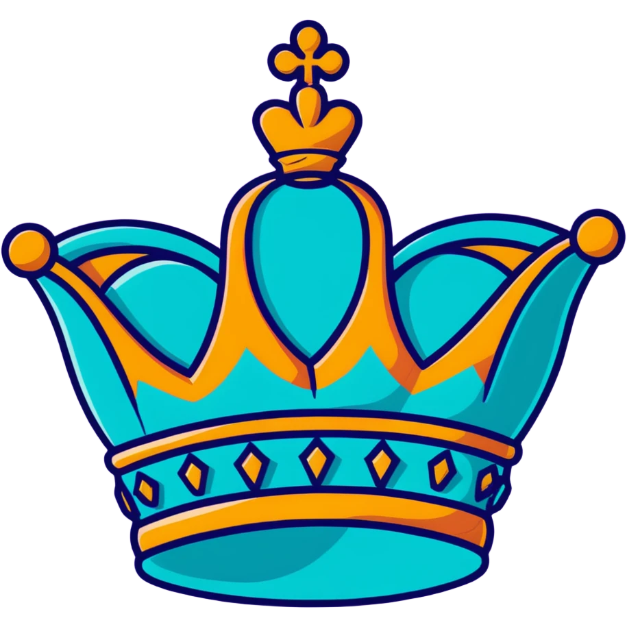 teal and orange royal crown emoji