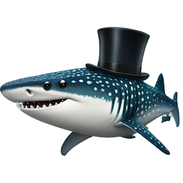 Whale shark with a top hat emoji