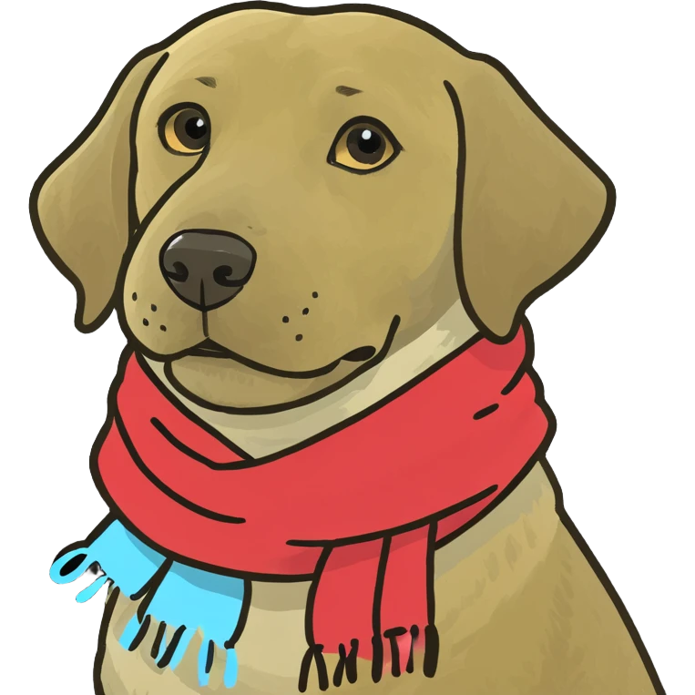 Labra doodle wearing a scarf  emoji