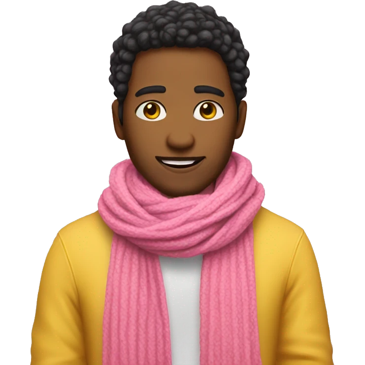 Make me an emoji make it yellow make it have a pink scarf around it and shivering  emoji
