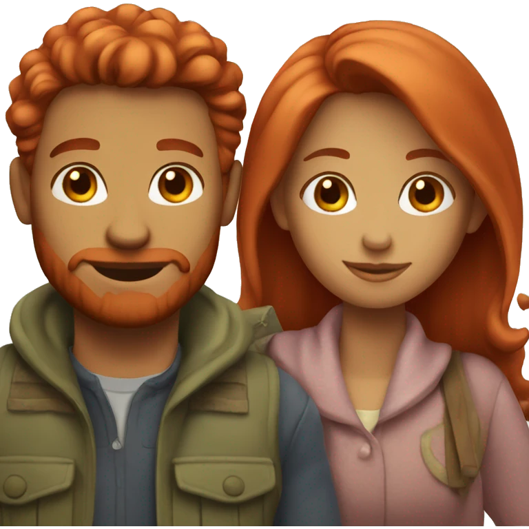 Red haired couple in love emoji