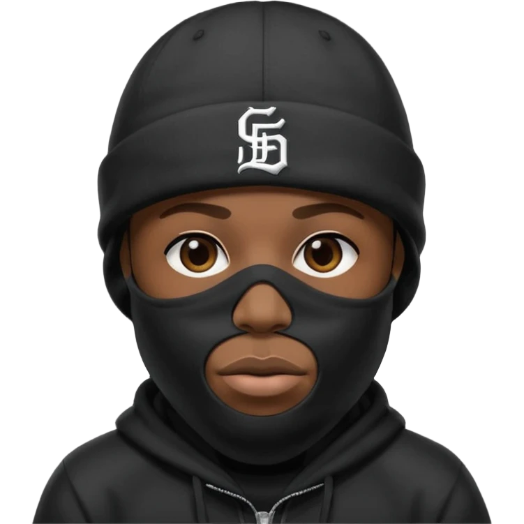 rapper khăn trùm mặt full đen có mũ len hãng MLB
 emoji