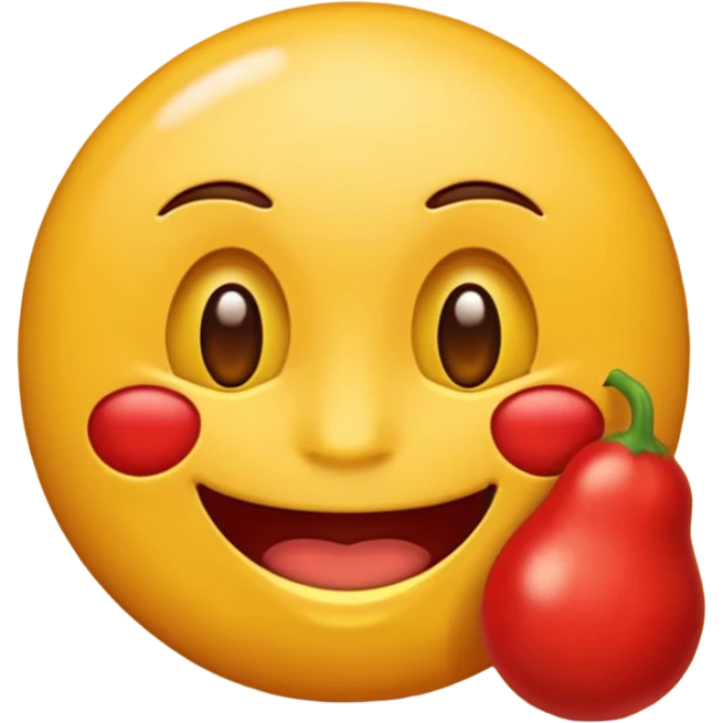 Un emoji sonriendo, mordiéndose un dedo y con las mejillas rojas emoji