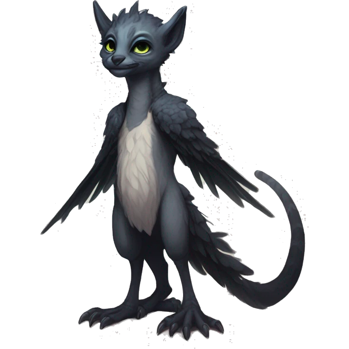  Cute Edgy Realistic Rare Fantasy eldritch Slim Vernid-Trico-Melprin-species by LiLaiRa, by Falvie, full body emoji
