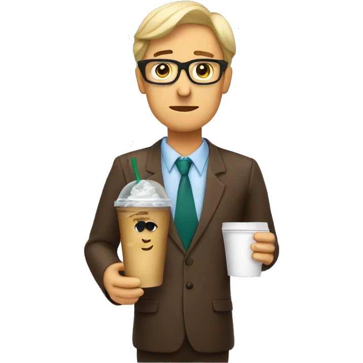 Tired teacher with a strabucks iced coffee emoji