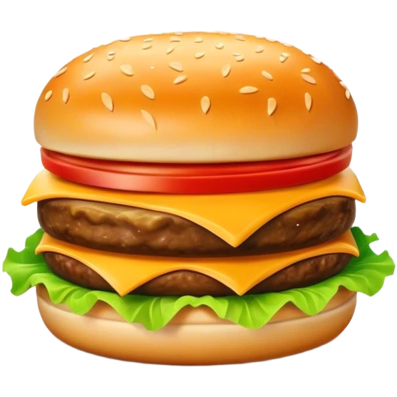 Cinematic Realistic Cheeseburger Dish Emoji, showcasing a juicy burger layered with cheese, lettuce, and tomato on a toasted bun rendered with lifelike detail and vibrant, inviting lighting. emoji