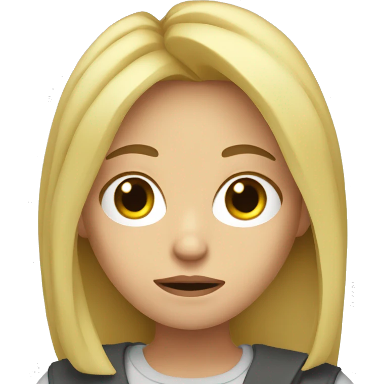 Frustrated blonde haired girl with papers emoji