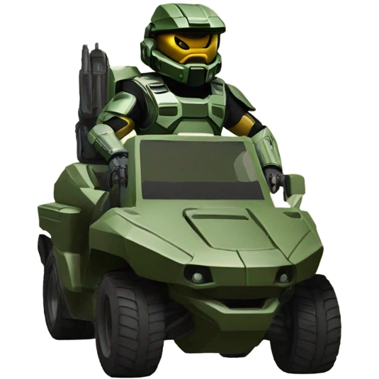 Master chief in warthog vehicle  emoji