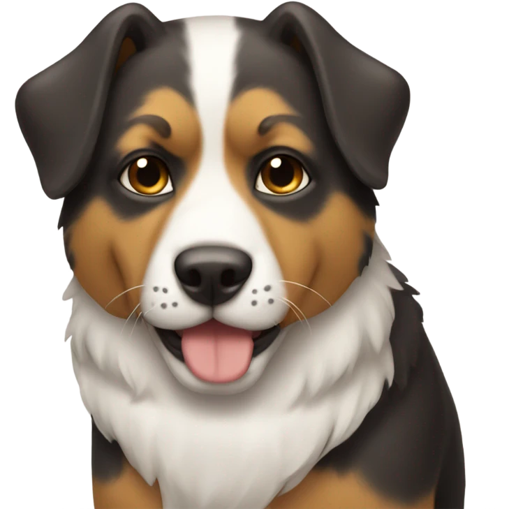 Perro con un gato emoji