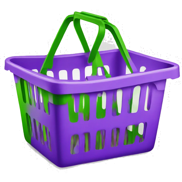 shopping basket violet white green emoji