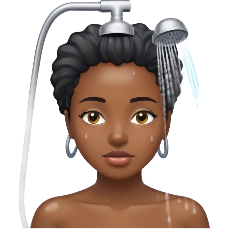 black woman taking shower for self care  emoji