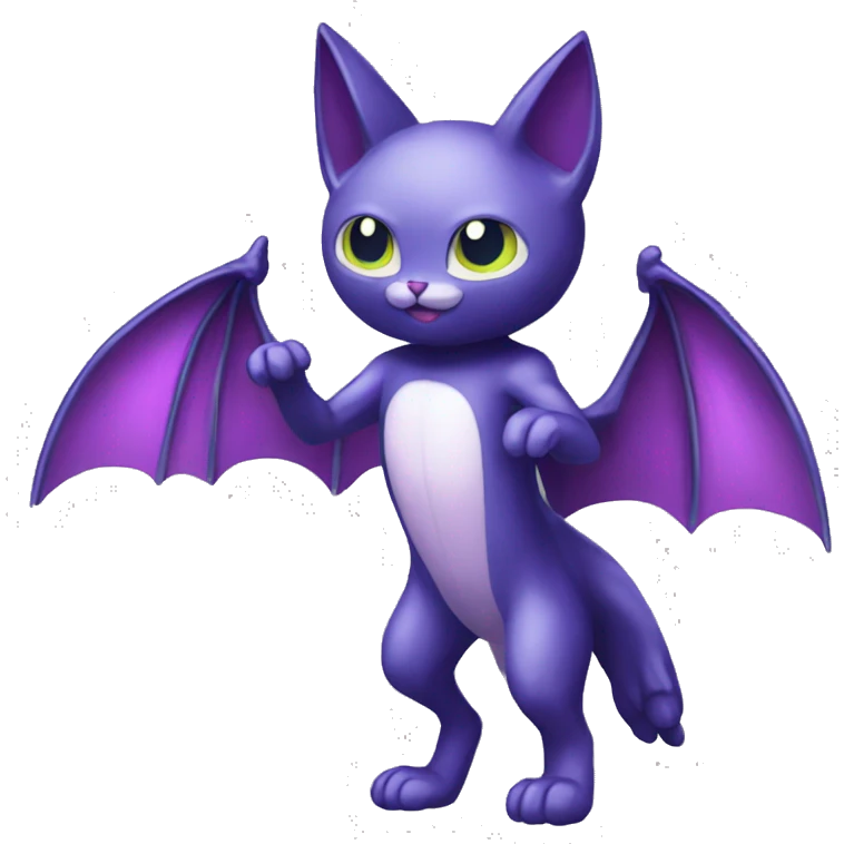 Shiny Type-Dark-type-Psychic-type-Fakémon-Bat-Cat full body emoji