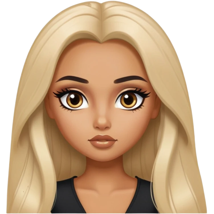 russian features, beauty,  hair, tan skin,  eyes, pretty eyes, black eyeliner, pretty bratz baddie emoji