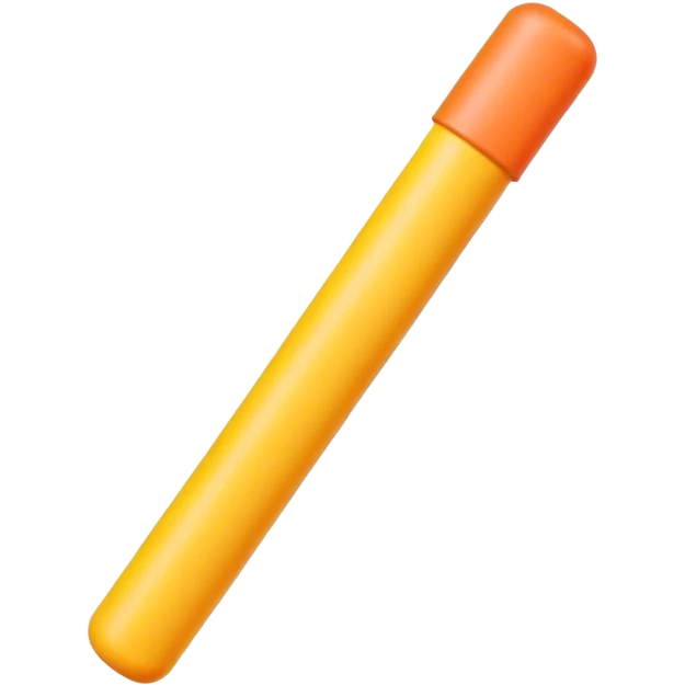 A single foam stick with caps on top and bottom, front view emoji