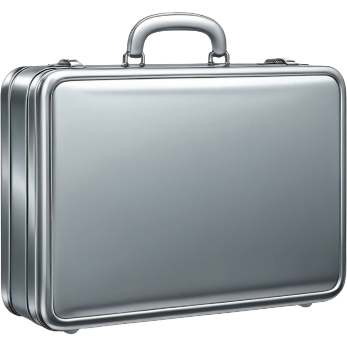A luxury briefcase emoji made of polished silver chrome, smooth rectangular shape, metallic reflections, minimal high-end design, swag business aesthetic, iOS emoji style, centered, clean white background
 emoji
