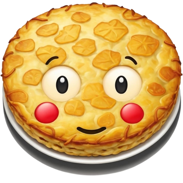 swiss rösti, round, gold and crispy, NO eyes and mouth emoji