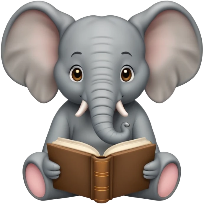 sitting An elephant with a book emoji