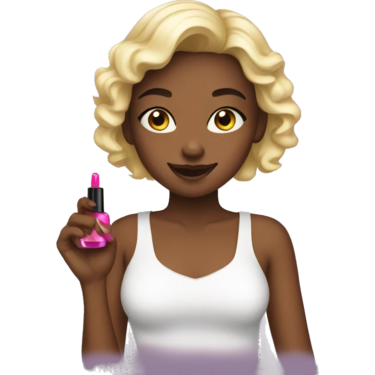 A girl doing nail polish emoji