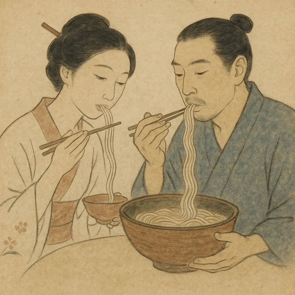 couple eating noodles emoji