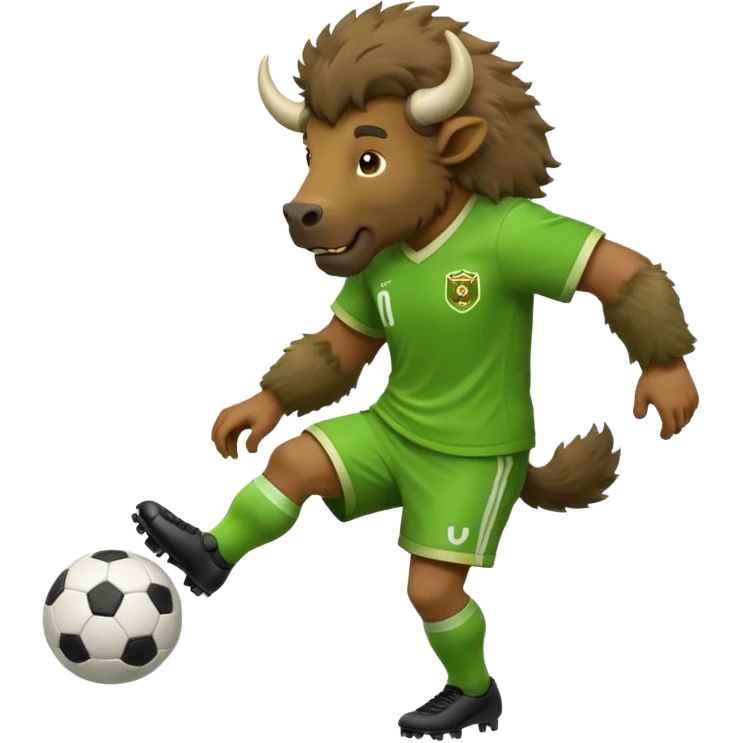 Green bison playing soccer emoji