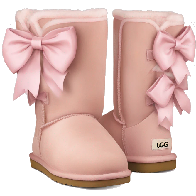 Blush pink Ugg boots with blush pink bows emoji