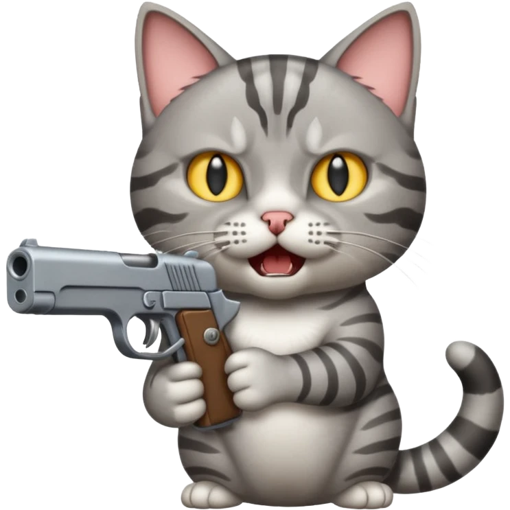 A cat holding a gun yelling "INTERVENE!" emoji
