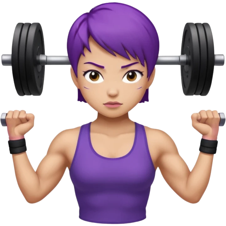 muscularweight lifting female short purple hair asian emoji