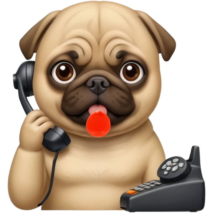 A pug on the phone emoji