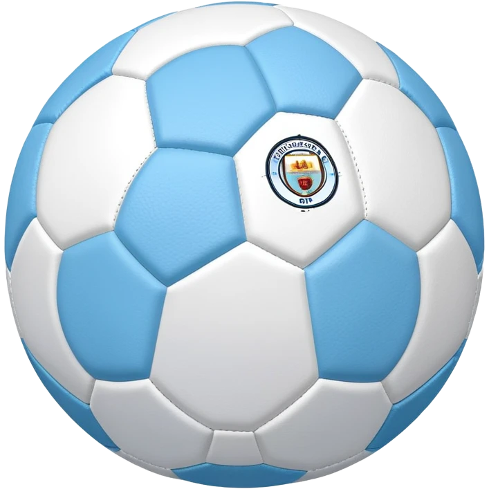 Soccer ball in Manchester City sky blue and white colors emoji