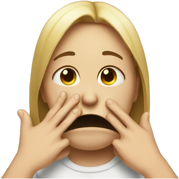 Sad crying emoji with finger on mouth emoji