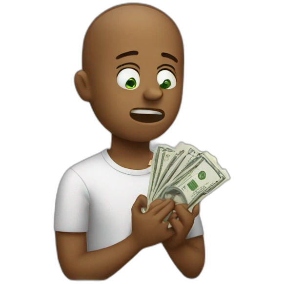 Crying holding money emoji