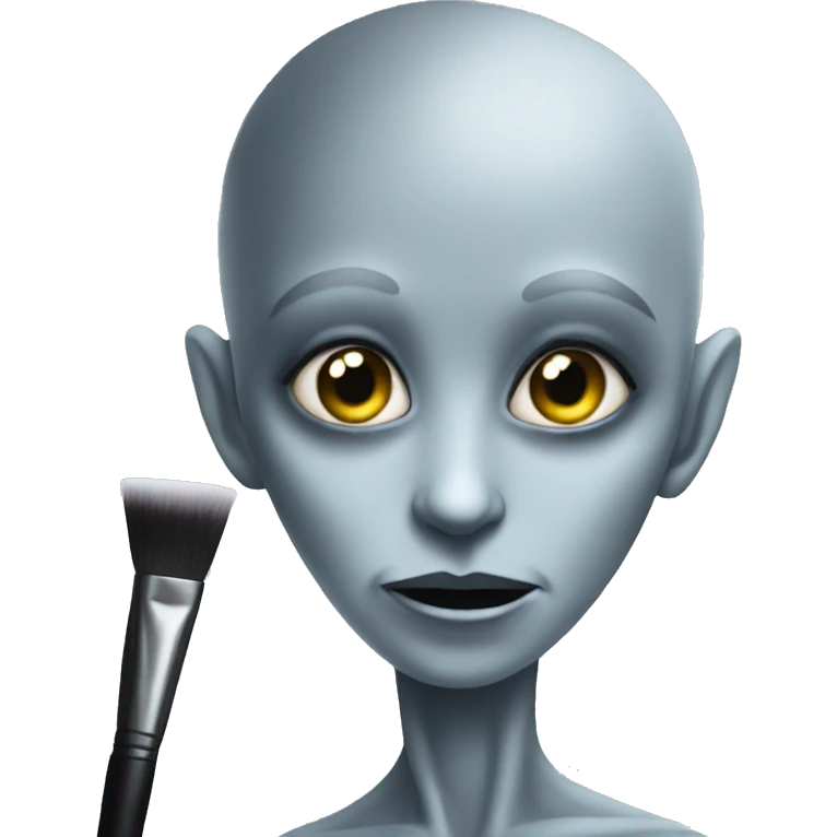 Grey alien doing makeup  emoji
