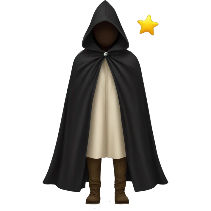 black cloak, 6 stars on fabric, clothing emoji