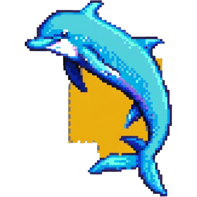 MySQL database logo with dolphin symbol in pixel art emoji