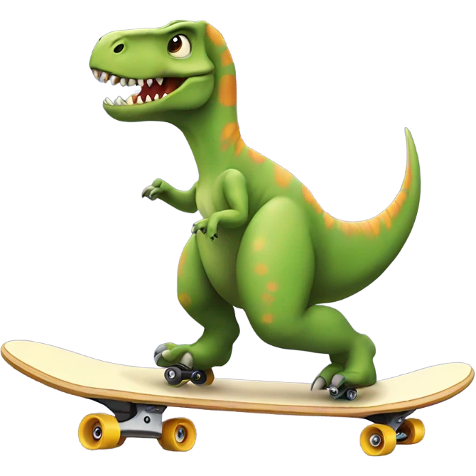 Dinosaur on a skateboard emoji