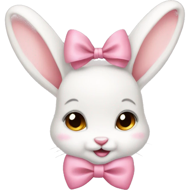 Baby bunny with coquette bow on ear emoji