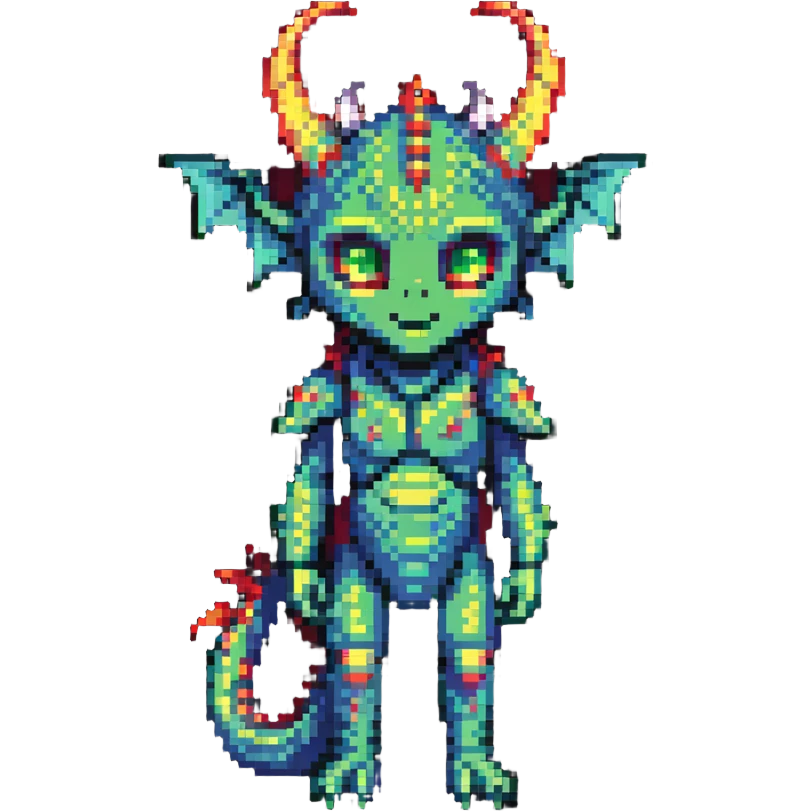 child with a mix of dragon 20%, alien 60%, and demon 20% traits emoji