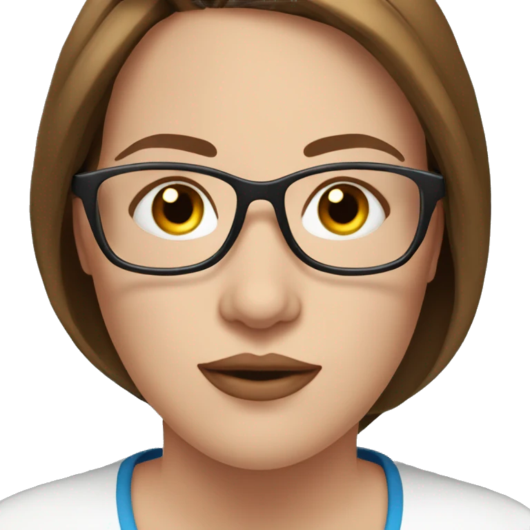 Beauty woman scientific straight brown hair blue eyes glasses plus size emoji