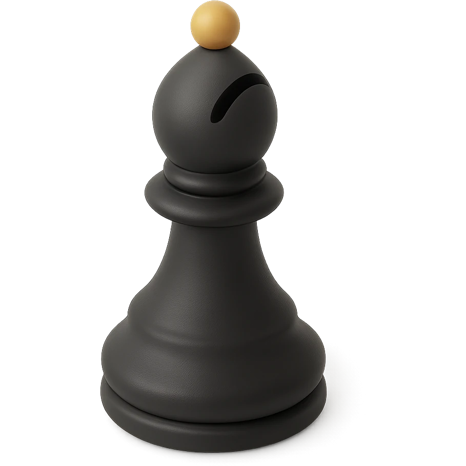 a stylized chess bishop in 3D black style emoji