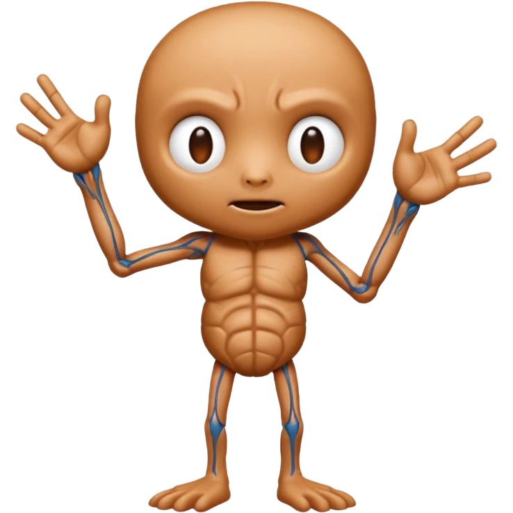 Illustrate Thing with detailed veins & stitches, posed upright giving a gesture. emoji