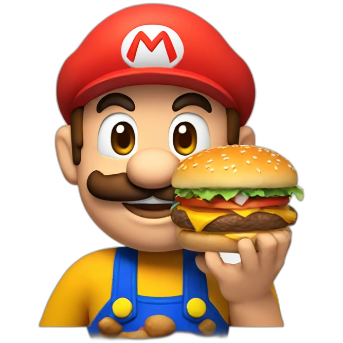 mario with burger emoji
