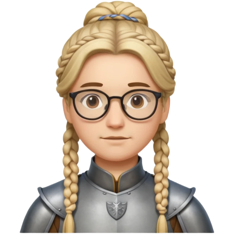 knight's with glasses with long boarder & hair bun hair emoji