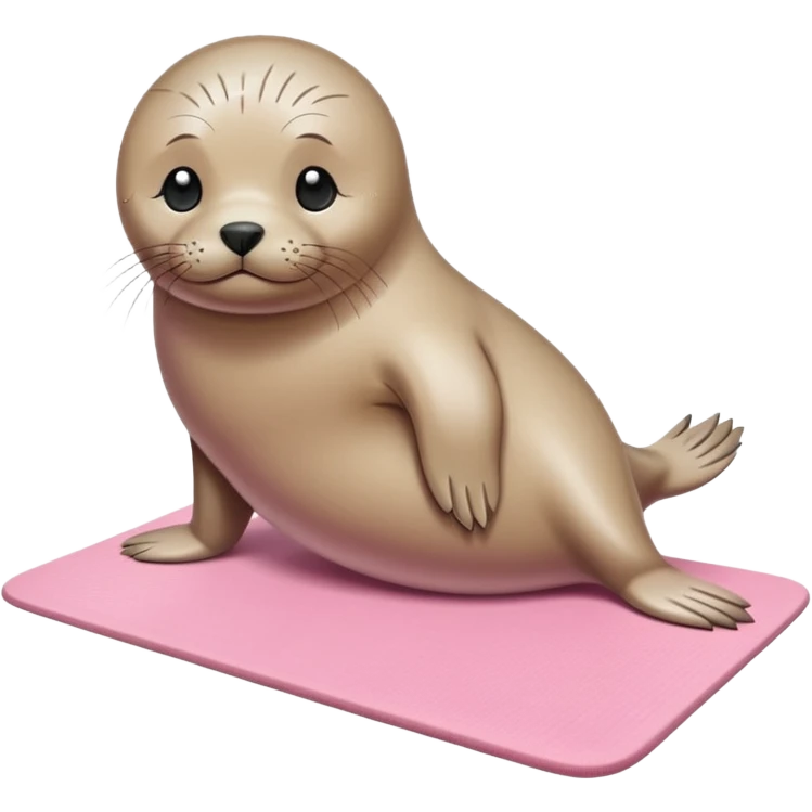 Seal on a light pink yoga mat on the beach emoji