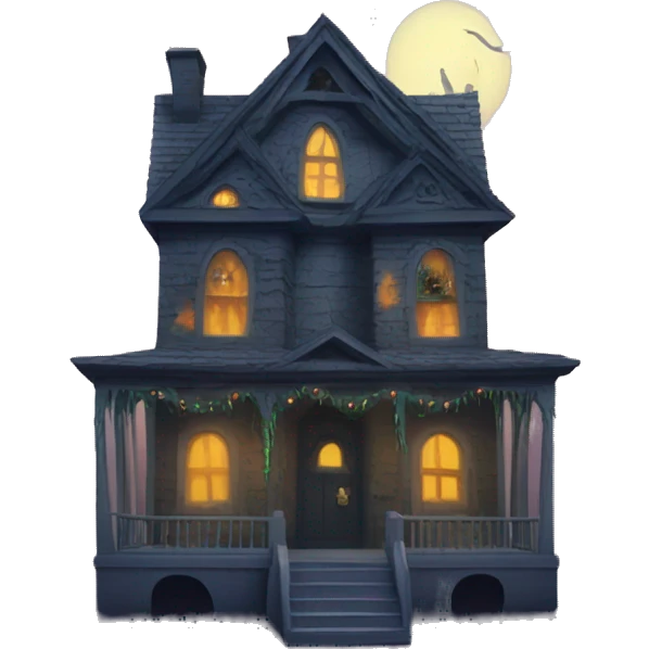 Haunted house with a haunted Christmas tree inside emoji
