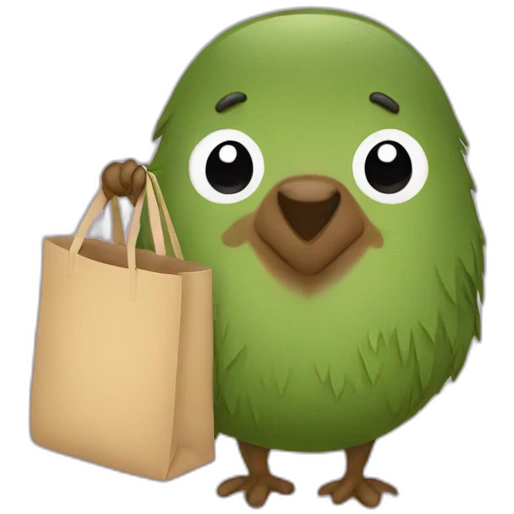 Kiwi holding totebag emoji