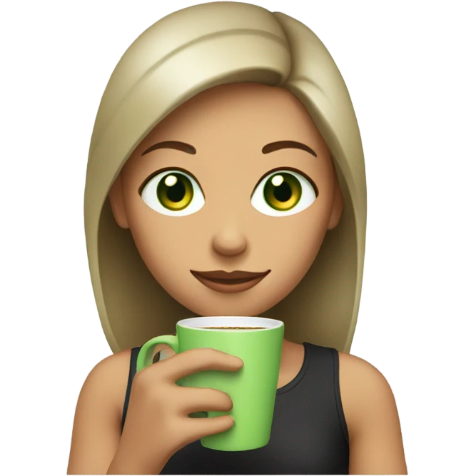 girl with green eyes drinking coffee  emoji