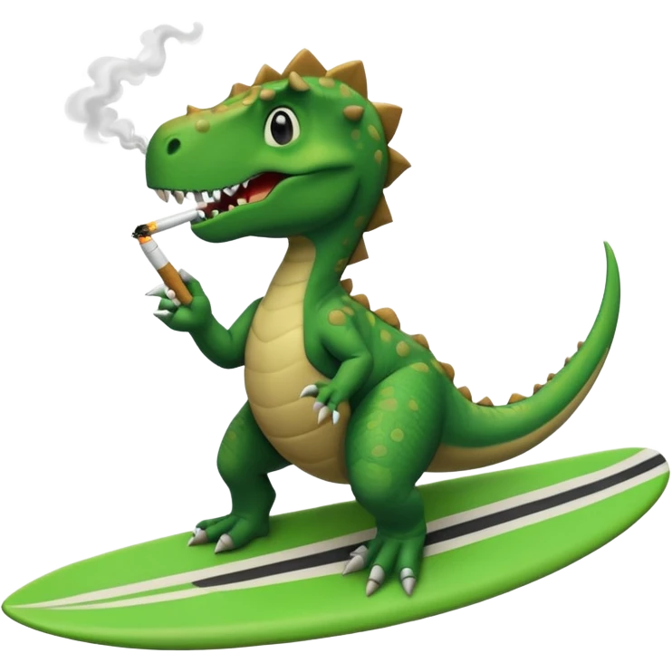 dinosual smokig a ciggerett while surfing emoji